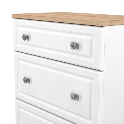 Norfolk Chest of Drawers White & Light Oak 3 Drawers 39cm
