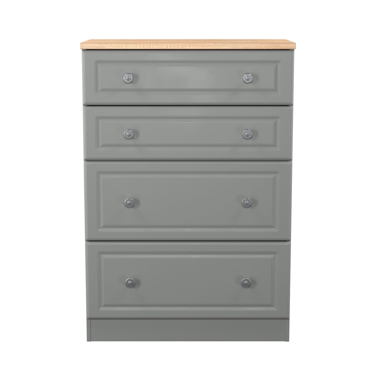 Norfolk Tall Chest of Drawers Grey & Light Oak 4 Drawers 74cm