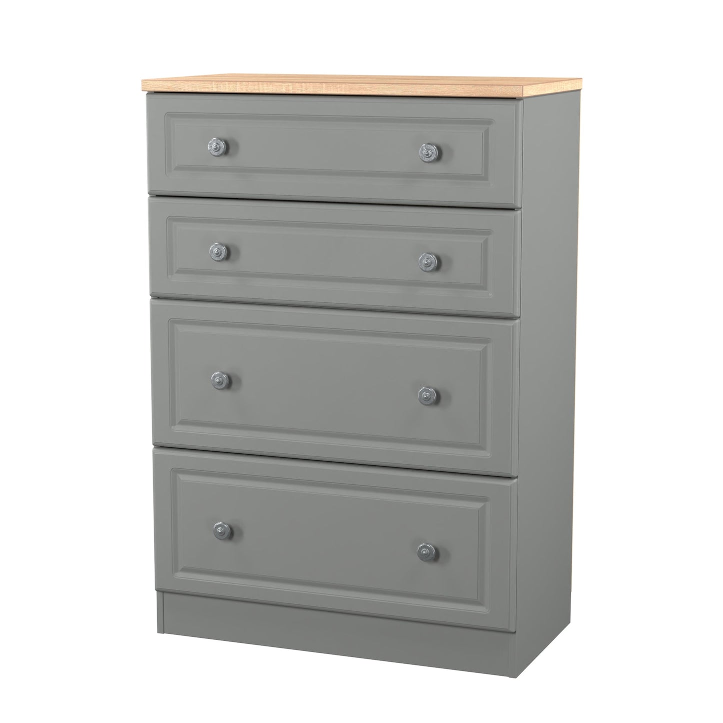 Norfolk Tall Chest of Drawers Grey & Light Oak 4 Drawers 74cm
