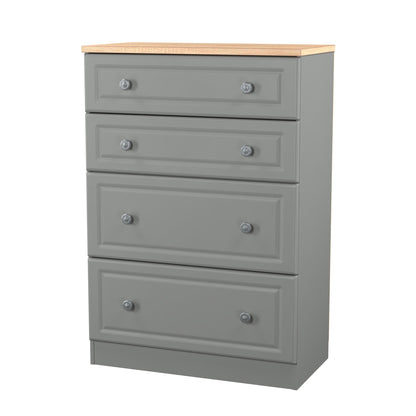 Norfolk Tall Chest of Drawers Grey & Light Oak 4 Drawers 74cm