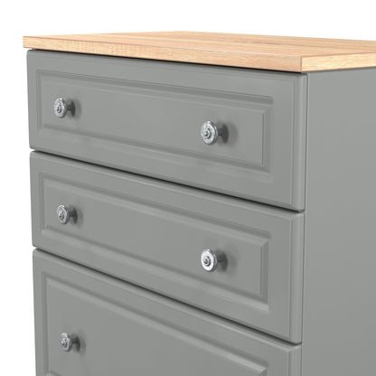 Norfolk Tall Chest of Drawers Grey & Light Oak 4 Drawers 74cm
