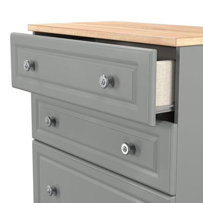 Norfolk Tall Chest of Drawers Grey & Light Oak 4 Drawers 74cm