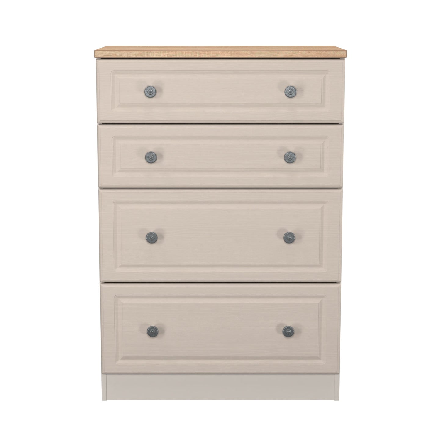 Norfolk Tall Chest of Drawers Off-white & Light Oak 4 Drawers 74cm