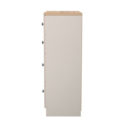 Norfolk Tall Chest of Drawers Off-white & Light Oak 4 Drawers 74cm