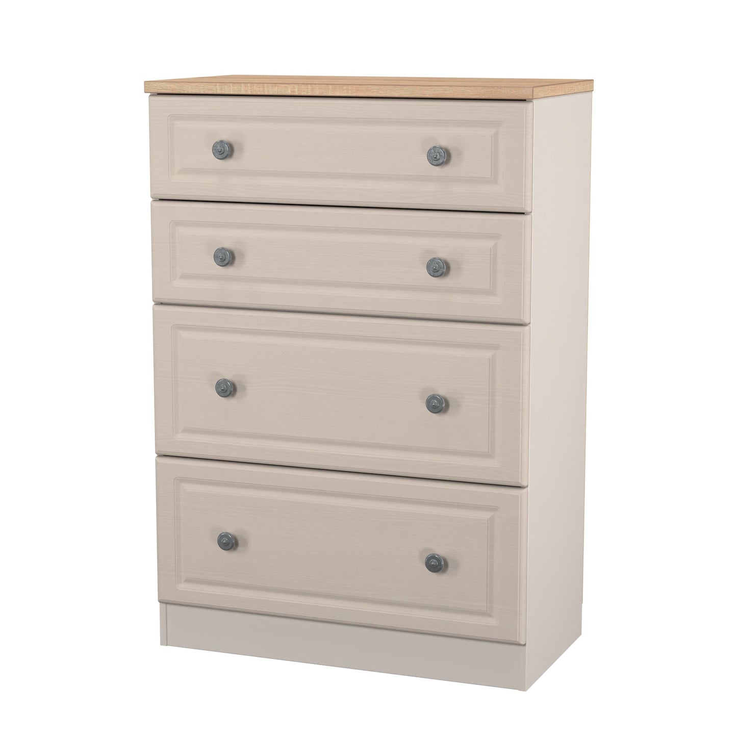 Norfolk Tall Chest of Drawers Off-white & Light Oak 4 Drawers 74cm