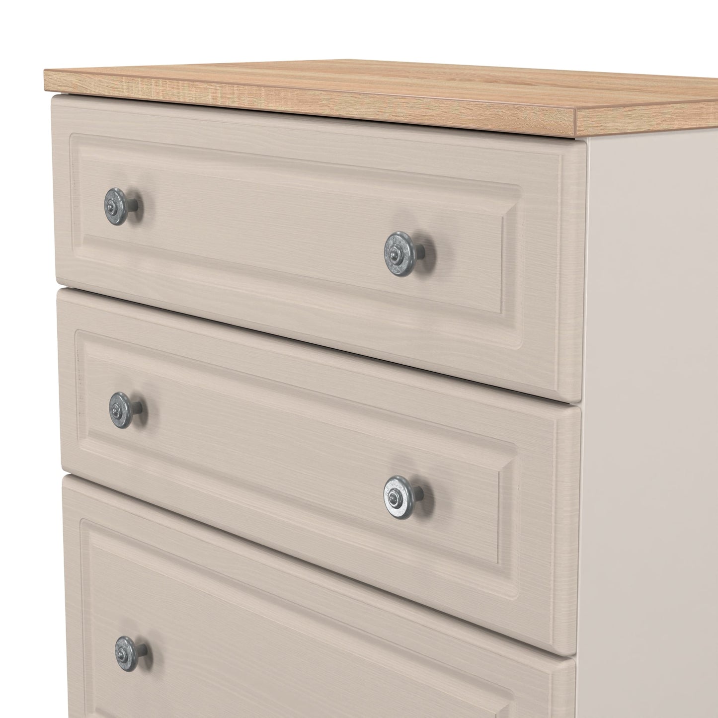 Norfolk Tall Chest of Drawers Off-white & Light Oak 4 Drawers 74cm