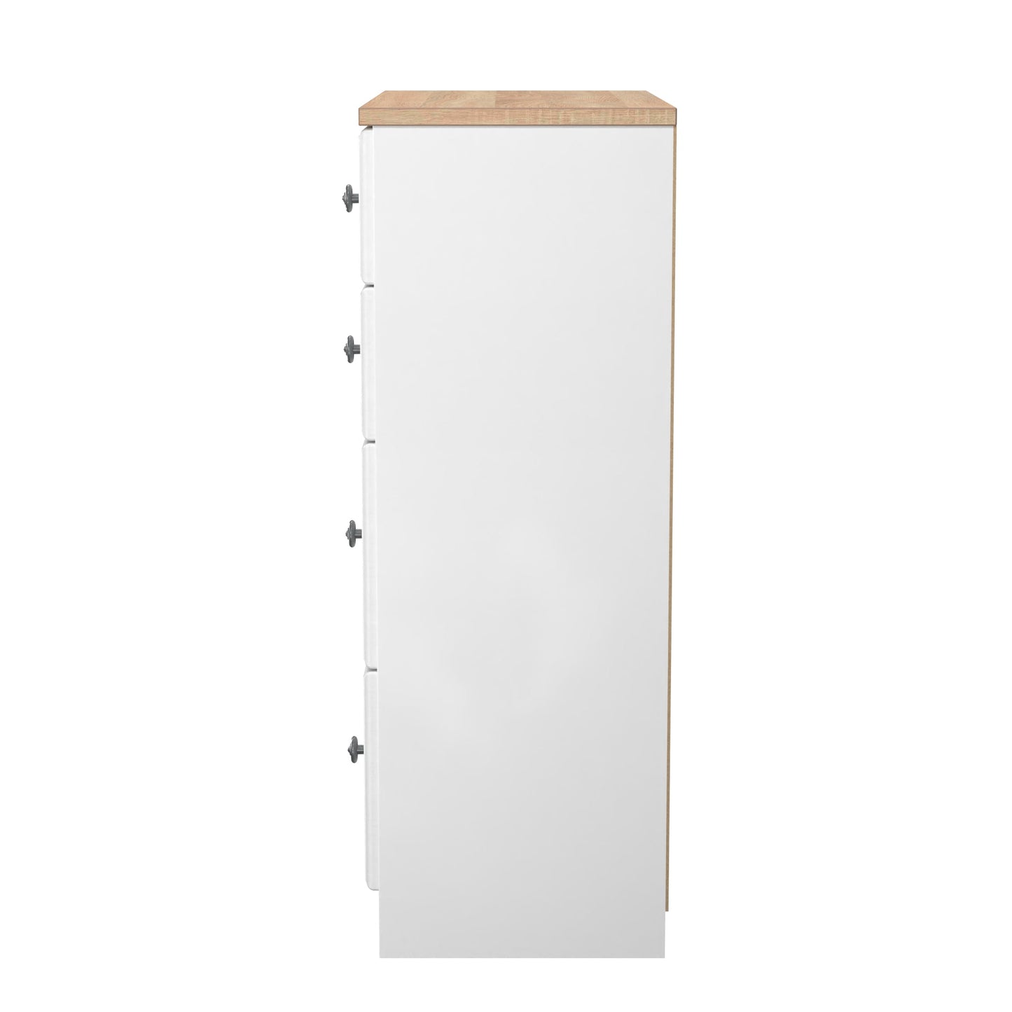 Norfolk Tall Chest of Drawers White & Light Oak 4 Drawers 74cm