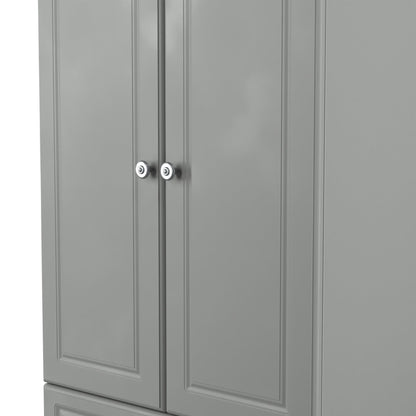 Norfolk Tall Wardrobe Grey & Light Oak 2 Drawers 74cm