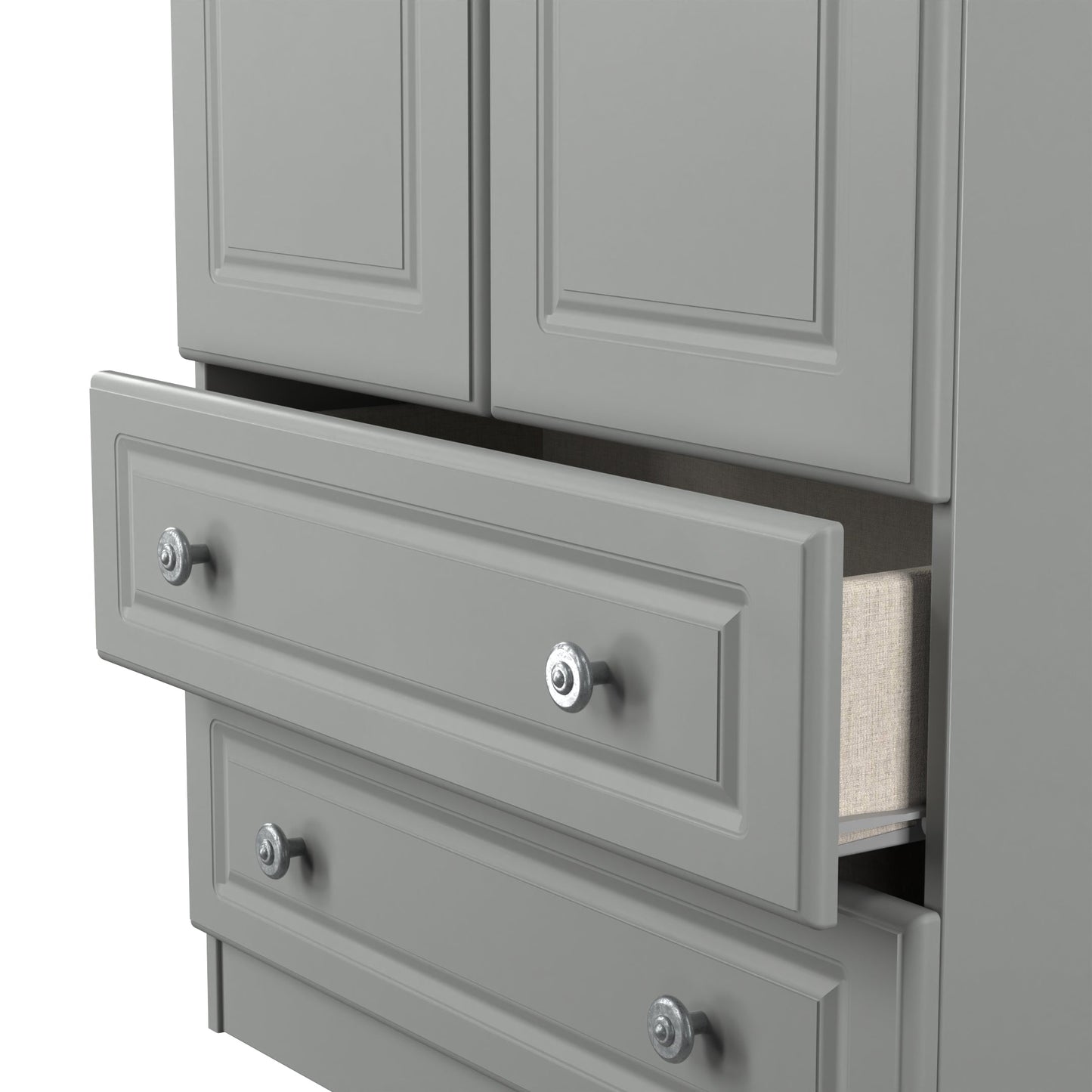 Norfolk Tall Wardrobe Grey & Light Oak 2 Drawers 74cm