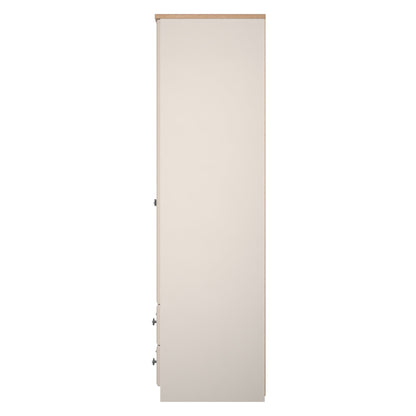 Norfolk Tall Wardrobe Off-white & Light Oak 2 Drawers 74cm