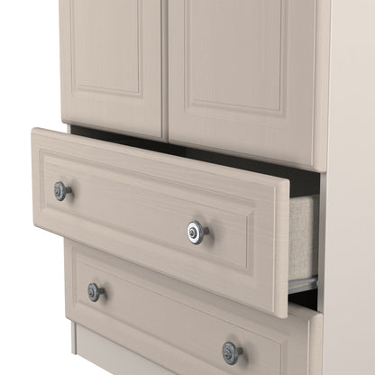 Norfolk Tall Wardrobe Off-white & Light Oak 2 Drawers 74cm