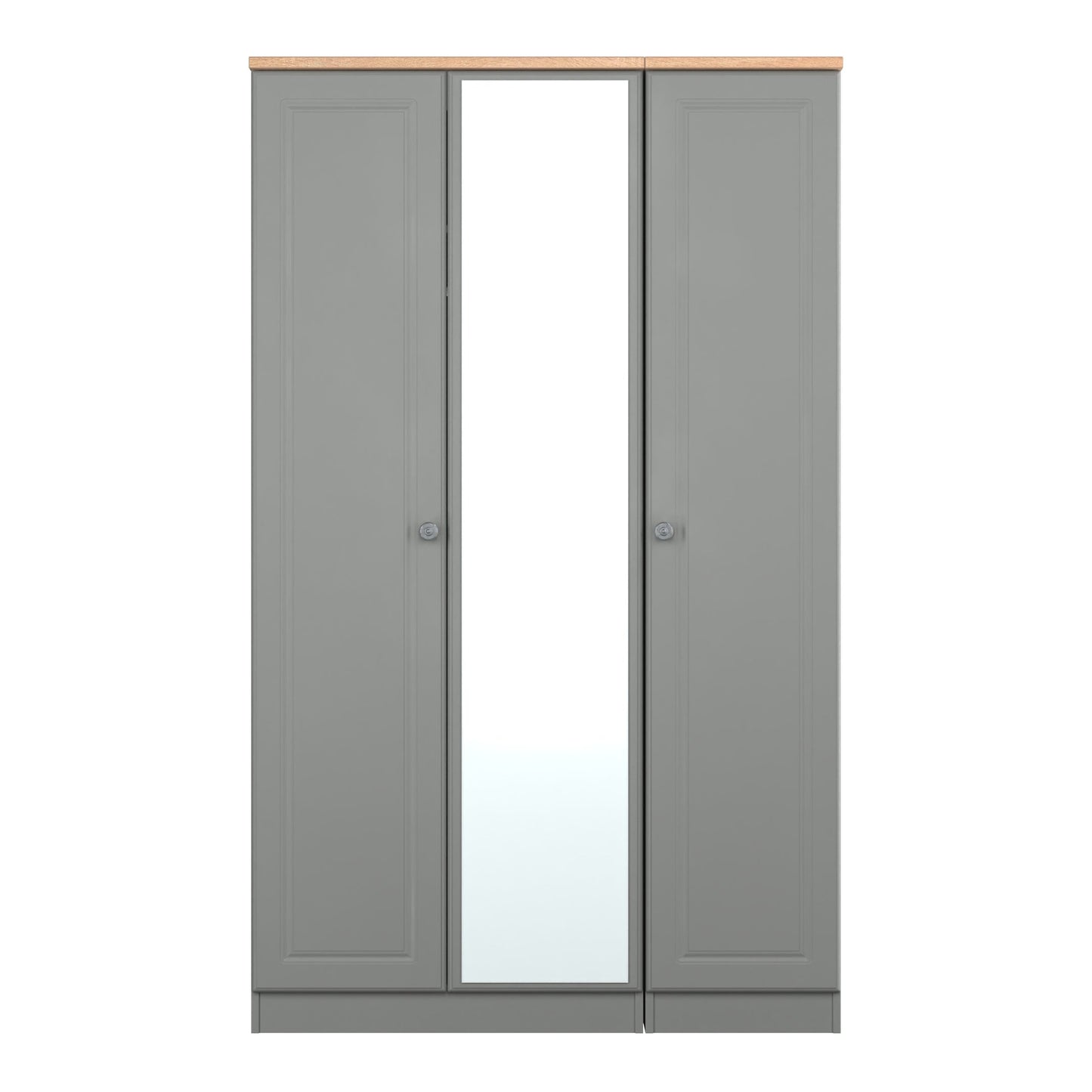 Norfolk Tall Mirror Wardrobe Grey & Light Oak 1 Shelf 111cm
