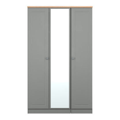 Norfolk Tall Mirror Wardrobe Grey & Light Oak 1 Shelf 111cm