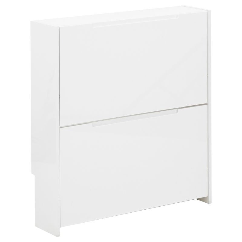 GFW Narrow Shoe Storage White 2 Doors 2 Shelves