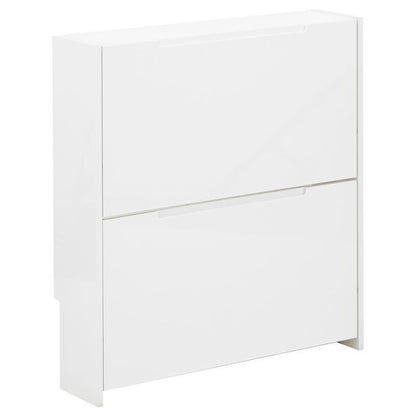 GFW Narrow Shoe Storage White 2 Doors 2 Shelves