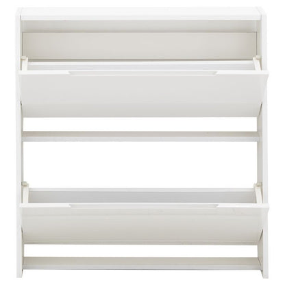 GFW Narrow Shoe Storage White 2 Doors 2 Shelves