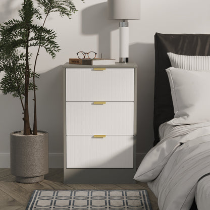 Nashville F Bedside Table White & Grey 3 Drawers 45cm