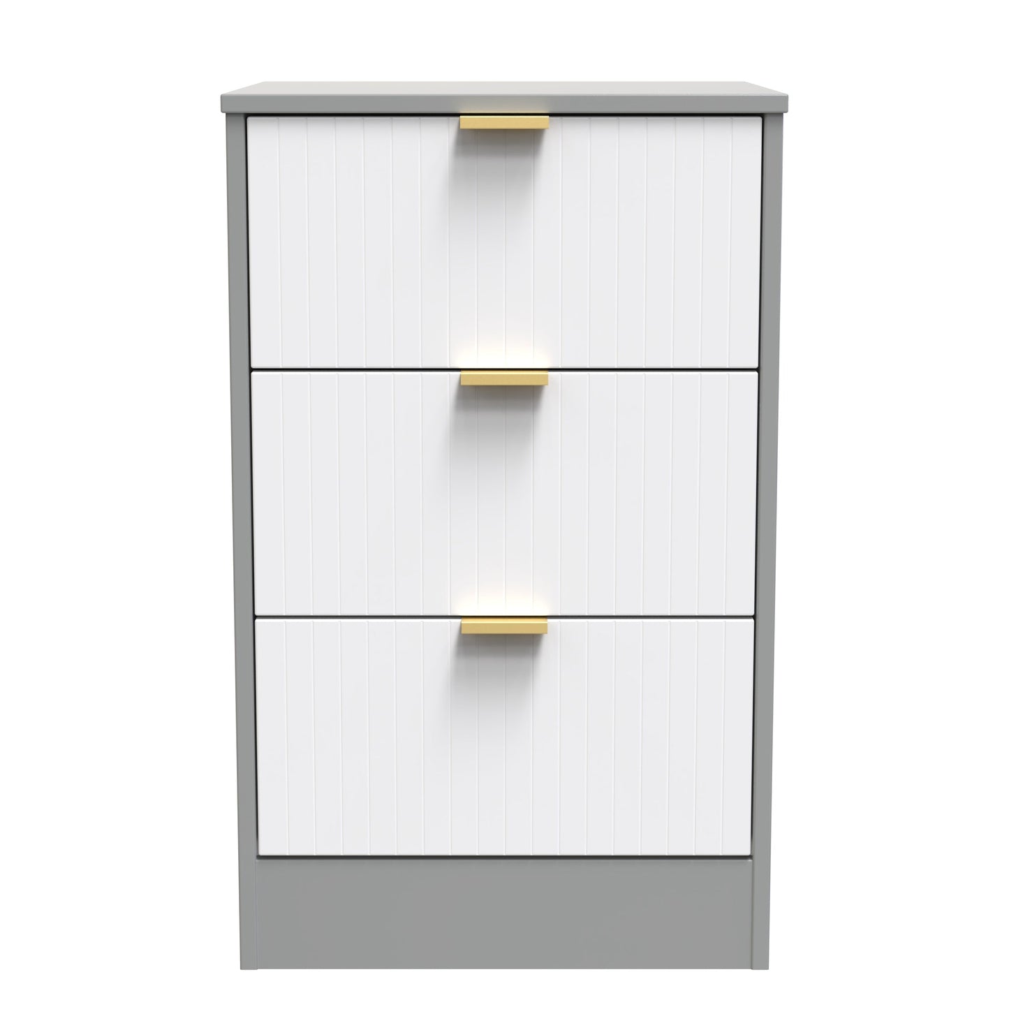 Nashville F Bedside Table White & Grey 3 Drawers 45cm