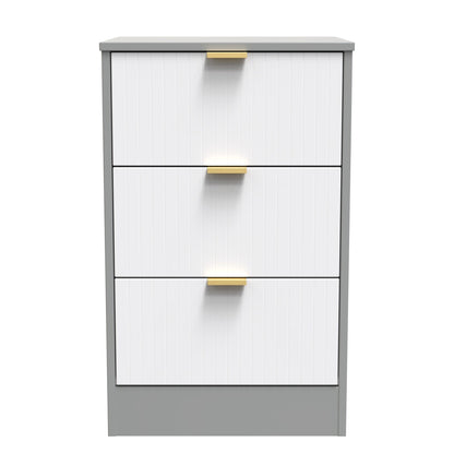 Nashville F Bedside Table White & Grey 3 Drawers 45cm