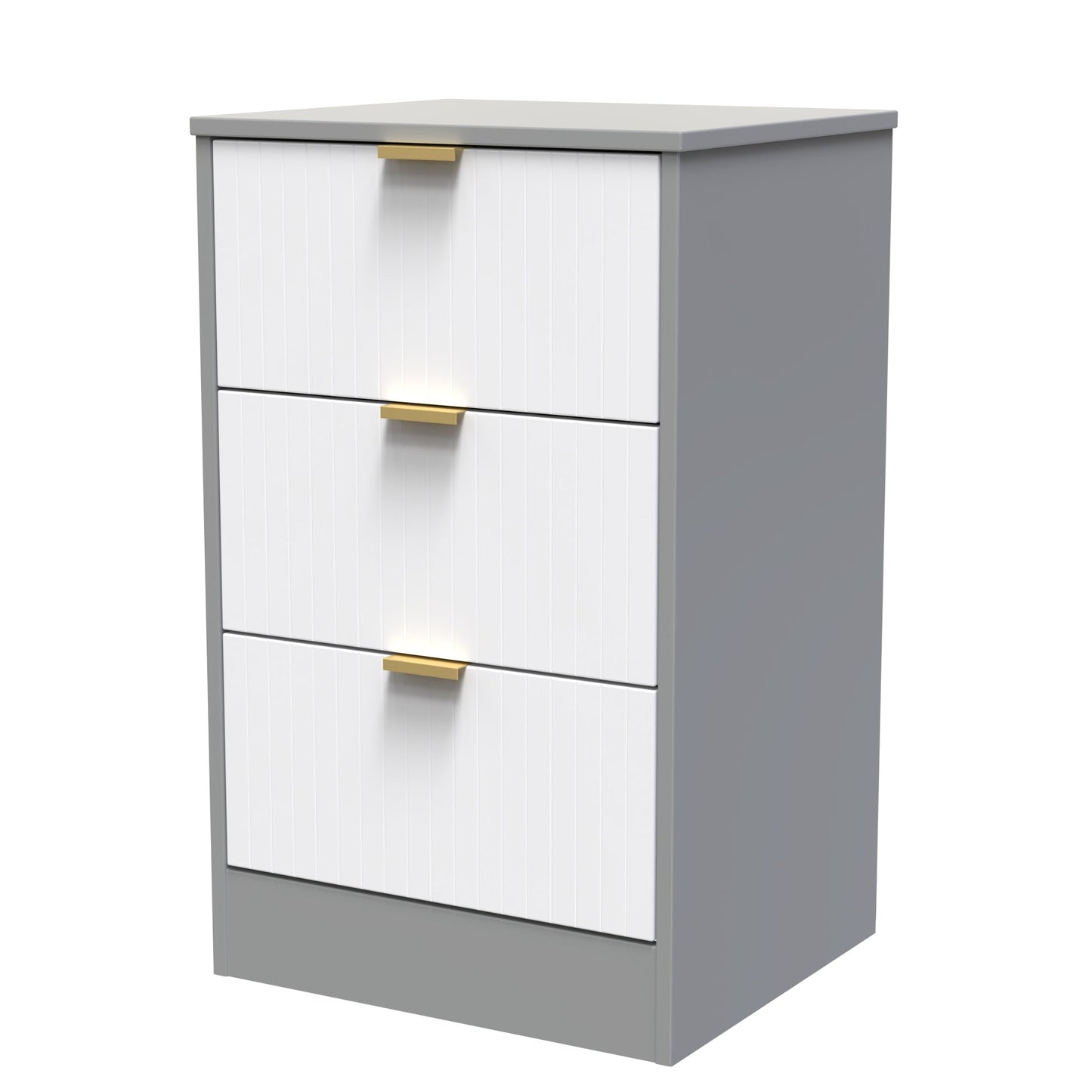 Nashville F Bedside Table White & Grey 3 Drawers 45cm