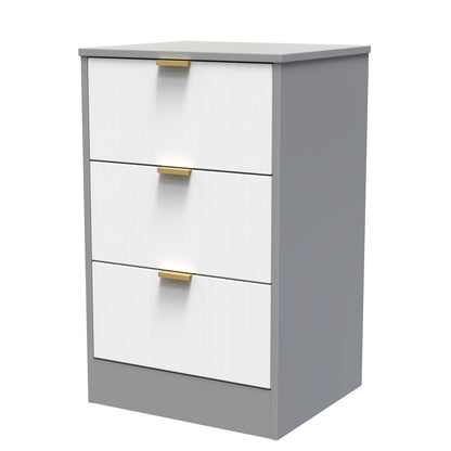 Nashville F Bedside Table White & Grey 3 Drawers 45cm