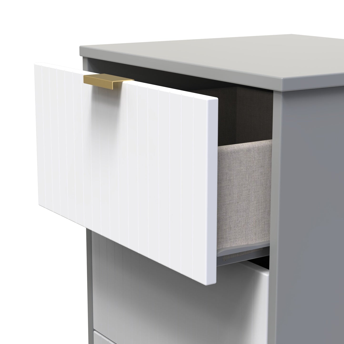 Nashville F Bedside Table White & Grey 3 Drawers 45cm