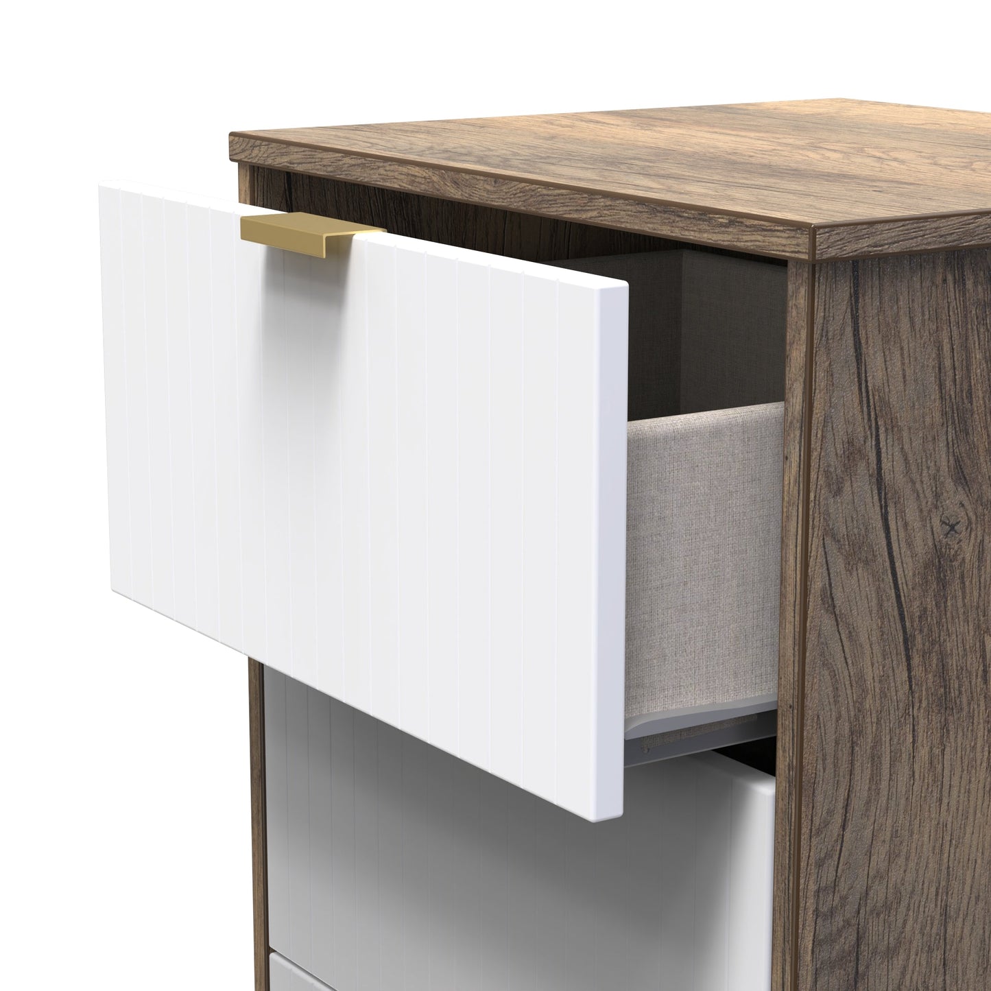 Nashville F Bedside Table White & Vintage Oak 3 Drawers 45cm