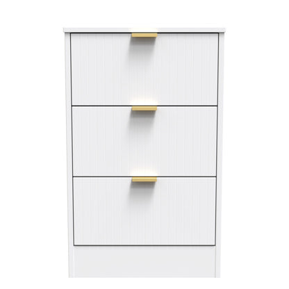 Nashville F Bedside Table White 3 Drawers 45cm