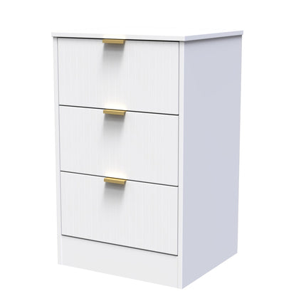 Nashville F Bedside Table White 3 Drawers 45cm