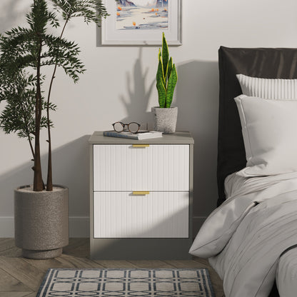 Nashville F Bedside Table White & Grey 2 Drawers 45cm