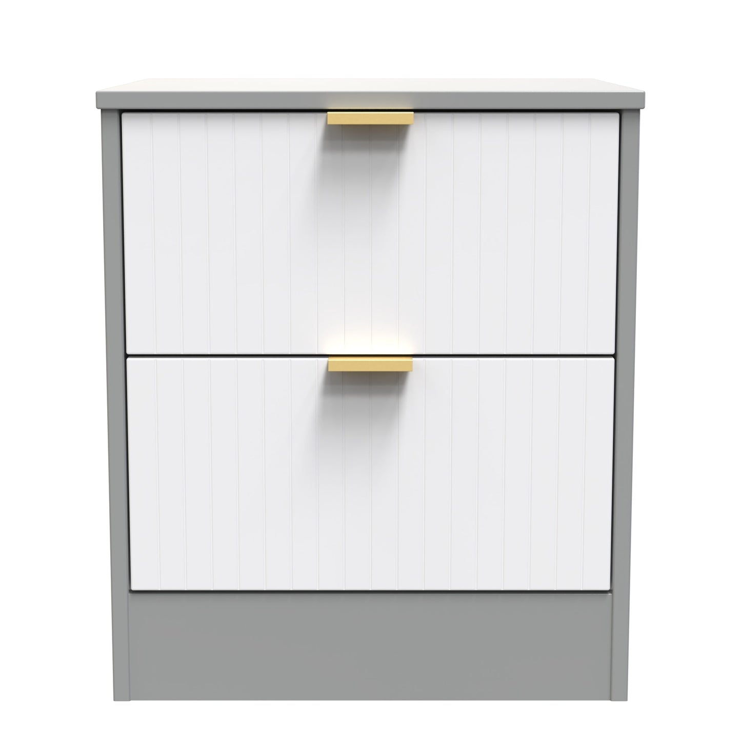 Nashville F Bedside Table White & Grey 2 Drawers 45cm