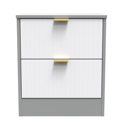 Nashville F Bedside Table White & Grey 2 Drawers 45cm