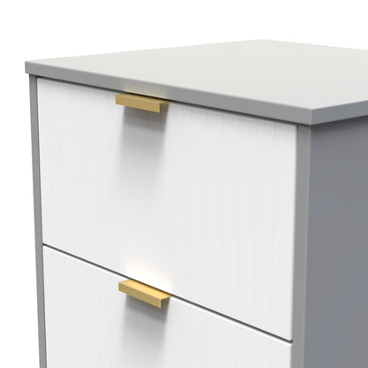 Nashville F Bedside Table White & Grey 2 Drawers 45cm