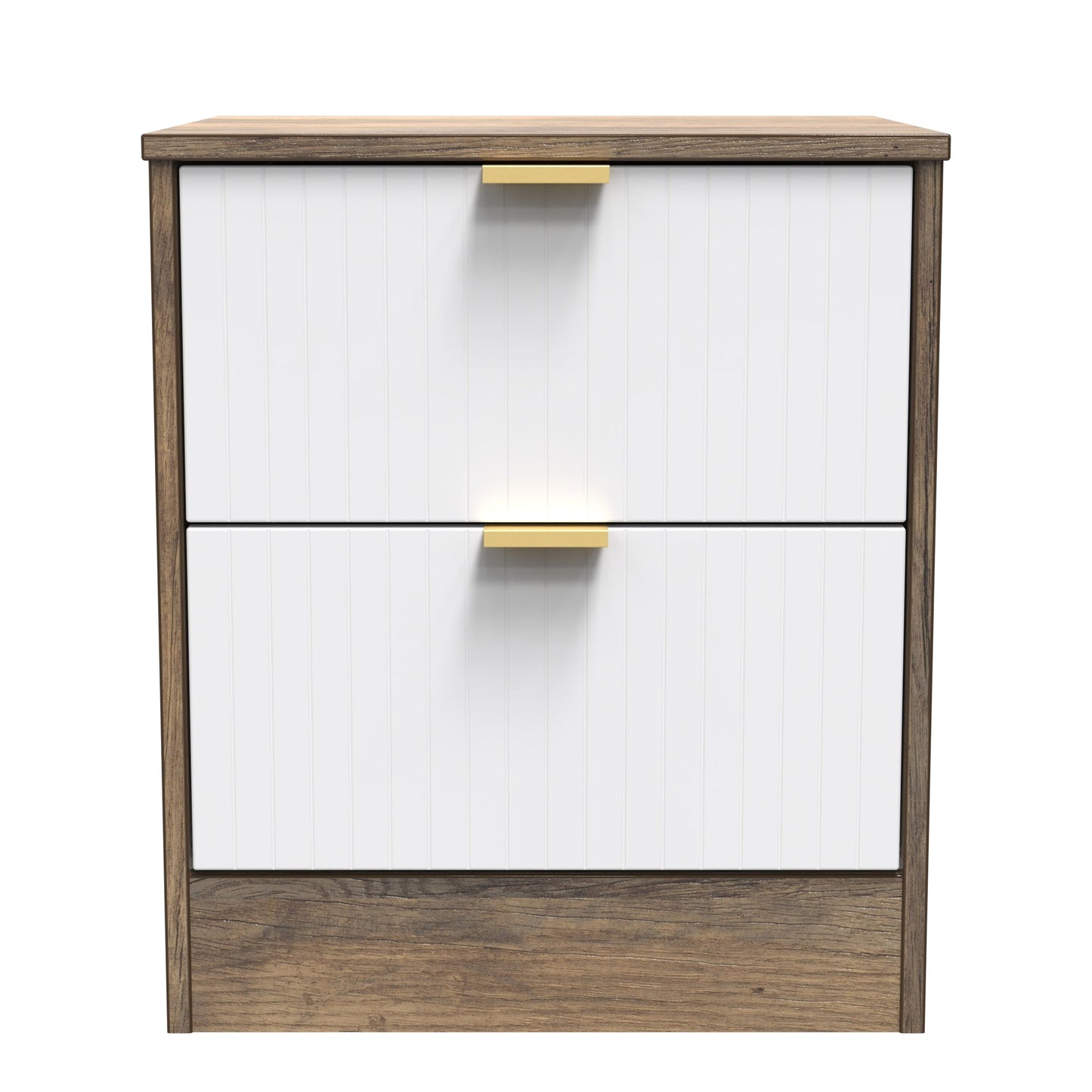 Nashville F Bedside Table White & Vintage Oak 2 Drawers 45cm