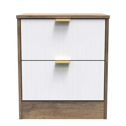 Nashville F Bedside Table White & Vintage Oak 2 Drawers 45cm