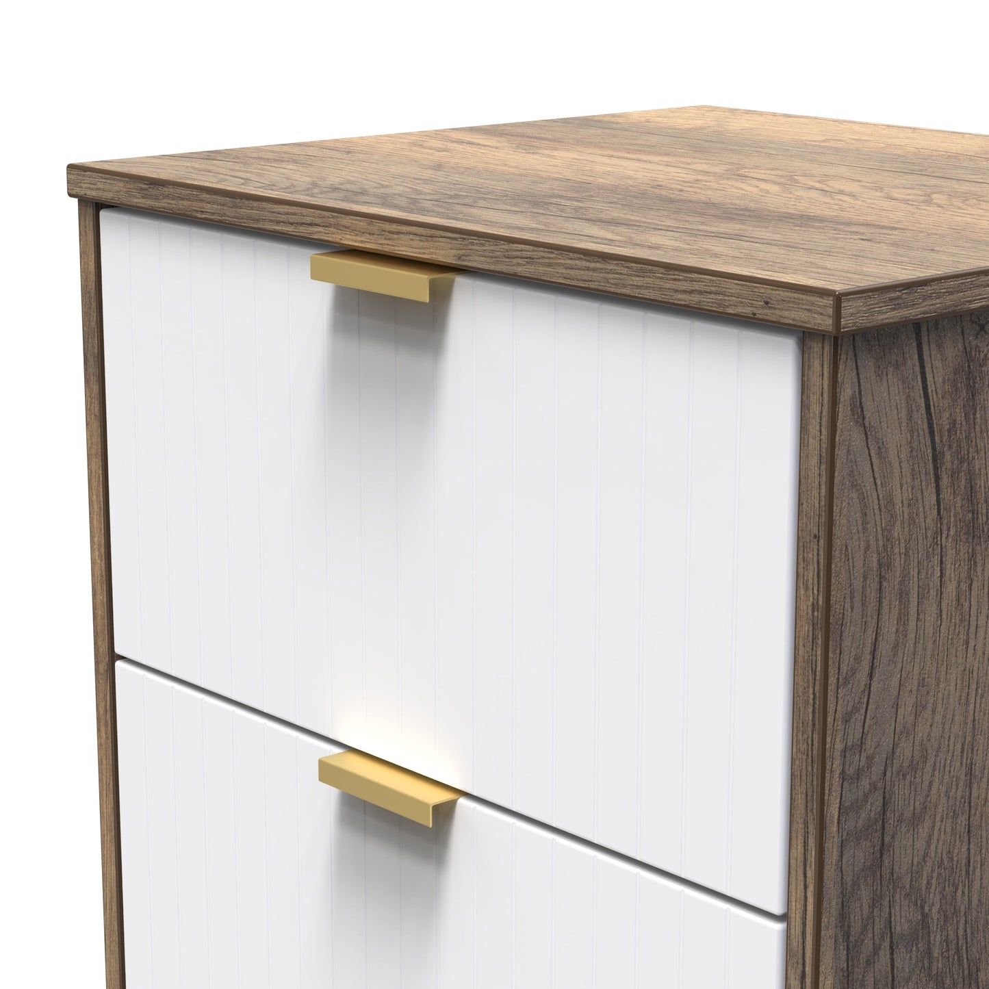 Nashville F Bedside Table White & Vintage Oak 2 Drawers 45cm