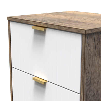 Nashville F Bedside Table White & Vintage Oak 2 Drawers 45cm