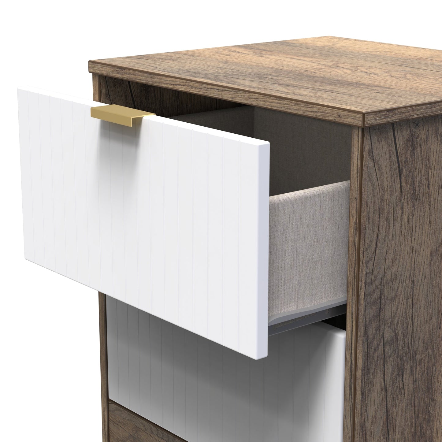 Nashville F Bedside Table White & Vintage Oak 2 Drawers 45cm