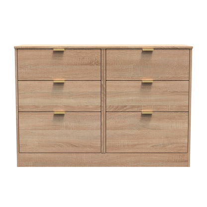 Nashville F Large Chest of Drawers Light Oak 6 Drawers 115cm