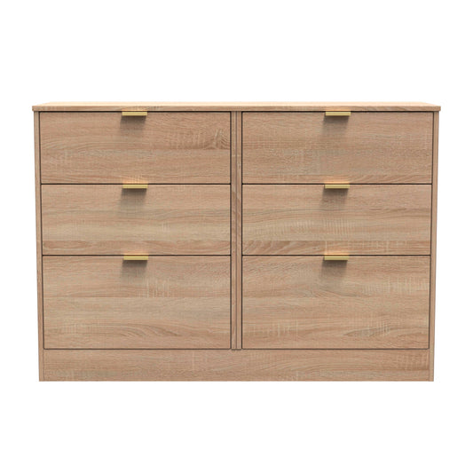 Nashville F Large Chest of Drawers Light Oak 6 Drawers 115cm