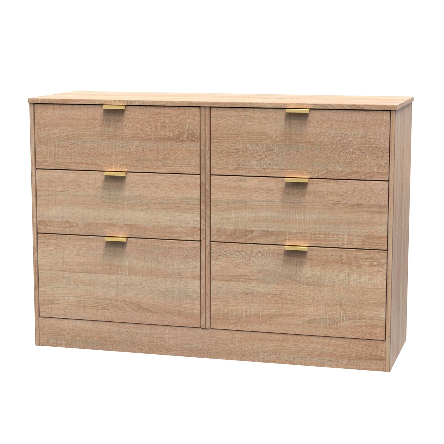 Nashville F Large Chest of Drawers Light Oak 6 Drawers 115cm