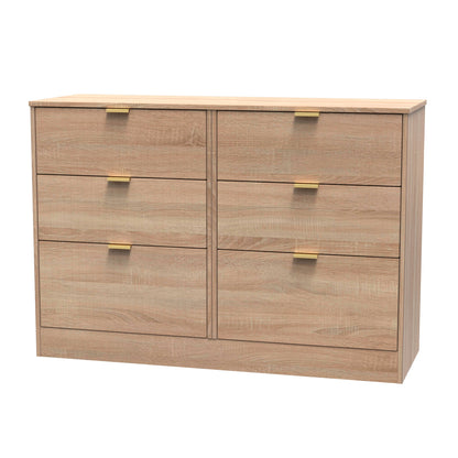 Nashville F Large Chest of Drawers Light Oak 6 Drawers 115cm