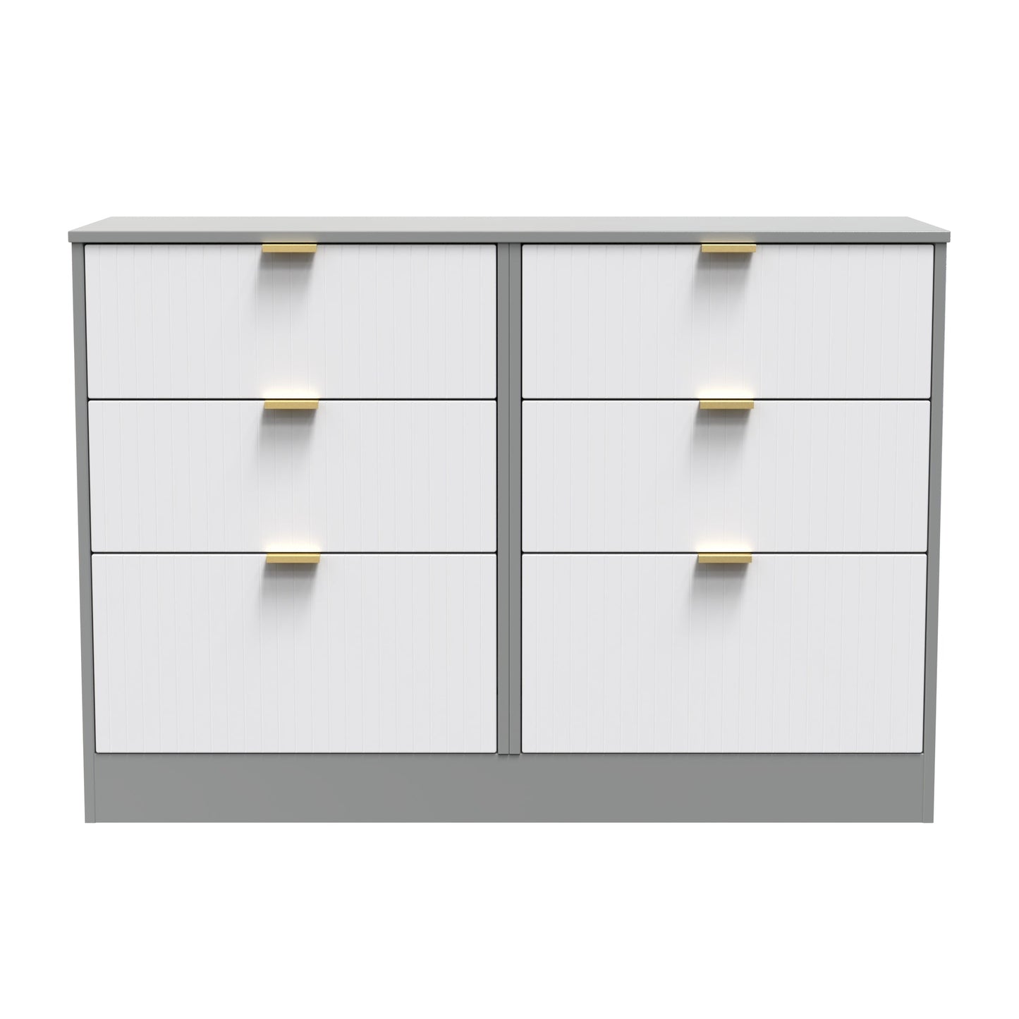 Nashville F Large Chest of Drawers White & Grey 6 Drawers 115cm