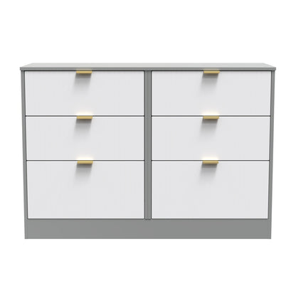 Nashville F Large Chest of Drawers White & Grey 6 Drawers 115cm