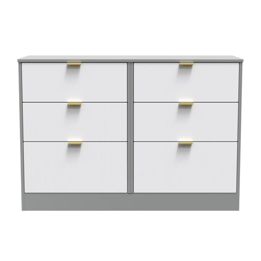 Nashville F Large Chest of Drawers White & Grey 6 Drawers 115cm