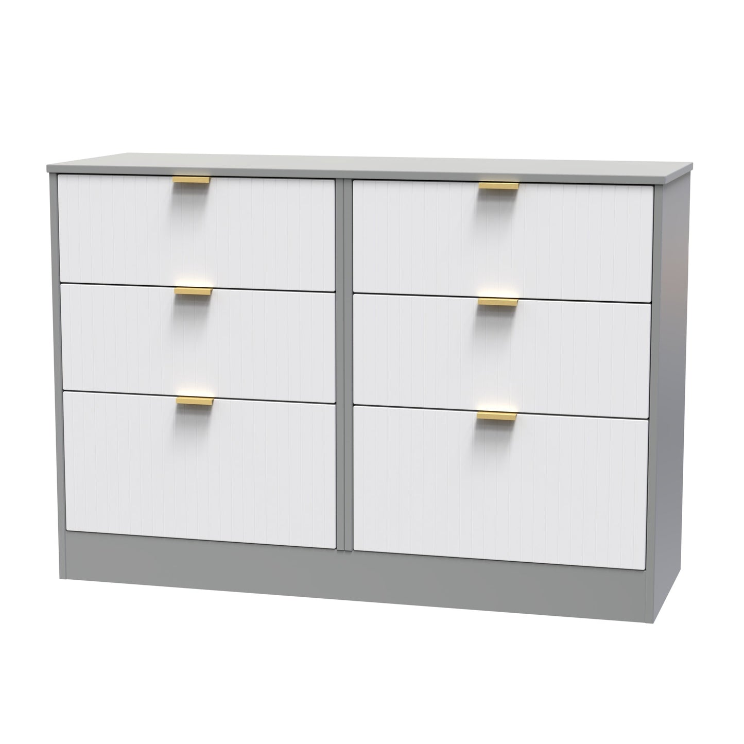 Nashville F Large Chest of Drawers White & Grey 6 Drawers 115cm