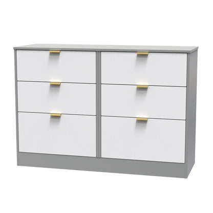 Nashville F Large Chest of Drawers White & Grey 6 Drawers 115cm