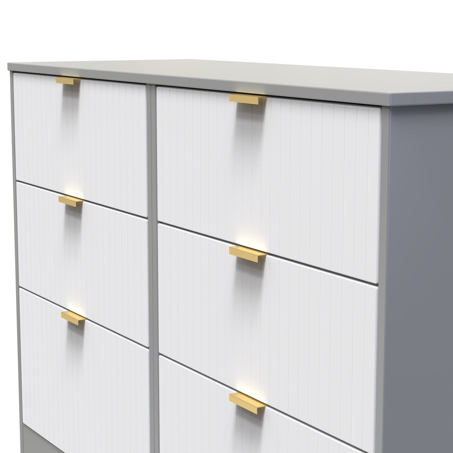 Nashville F Large Chest of Drawers White & Grey 6 Drawers 115cm
