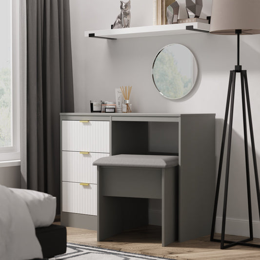 Nashville F Desk White & Grey 3 Drawers 97cm