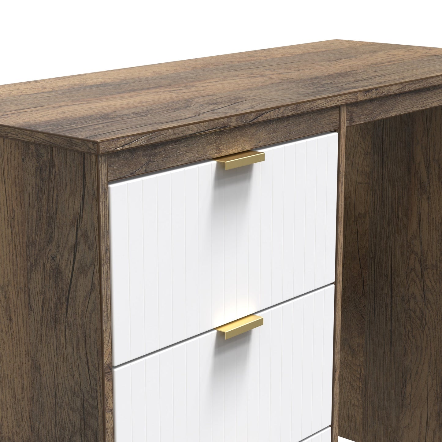 Nashville F Desk White & Vintage Oak 3 Drawers 97cm